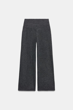 ZARA БРЮКИ ПРЯМОГО КРОЯ ИЗ САРЖИ, ТЕМНО-СЕРЫЙ