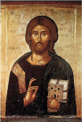 Иисус Христос Господь Вседержитель (Пантократор) деревянная икона на левкасе