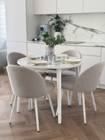 Круглый раздвижной стол "Белый мрамор" и 4 стула Элион