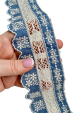 Кружево хлопковое с вышивкой и фистонным краенм ш-5,5. см. Испания