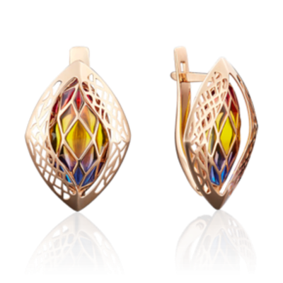 Серьги с английским замком из красного золота c эмалью Артикул: 02-3830-00-000-1110-48