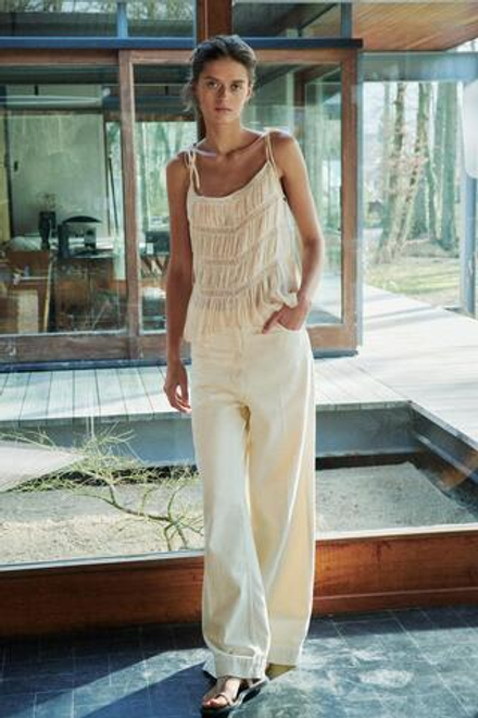 ZARA ТОП С КРУЖЕВОМ И СБОРКАМИ — ZW COLLECTION, ЭКРЮ