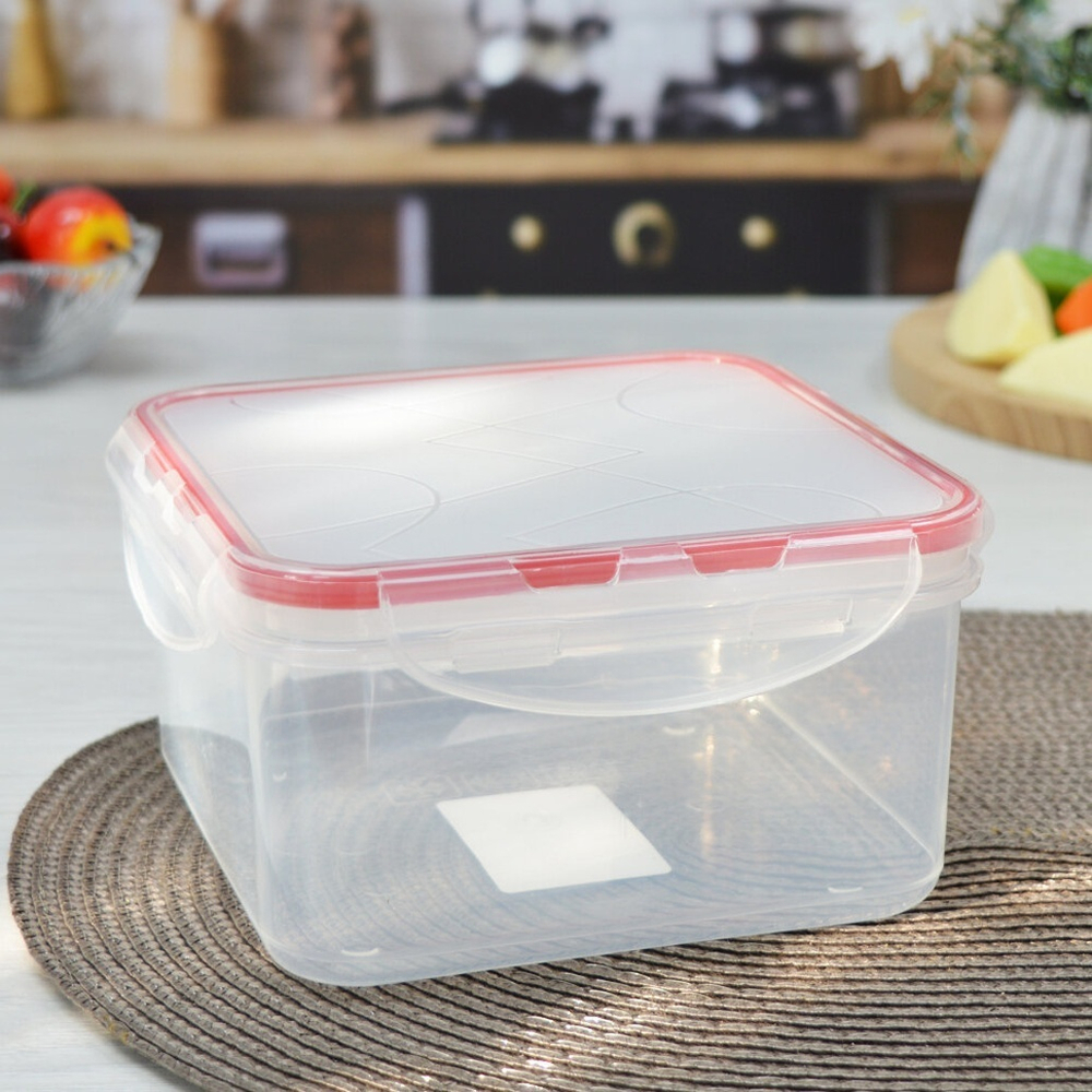 Контейнер для продуктов 1,2л квадратный с защелками "Modena" (бесцветный)