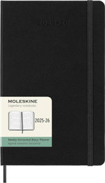 Еженедельник Moleskine (DHB18WH3) Academic Horizontal Large 130х210мм датир.18мес 208стр. черный