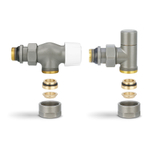 Комплект радиаторных клапанов осевой Varmega VMDV12 серый - 3/4" x 1/2" (НР/НР-американка, PN10, Tmax 110°C, O-ring)