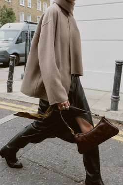 ZARA КОРОТКОЕ ПАЛЬТО ИЗ СМЕСОВОЙ ШЕРСТИ С ШАРФОМ, СЕРО-КОРИЧНЕВЫЙ