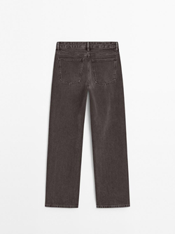 Massimo Dutti Широкие джинсы со средней посадкой, серый натуральный