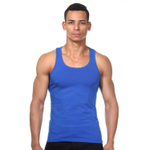 Синяя хлопковая майка-борцовка (Размер: XL) (Цвет: синий)