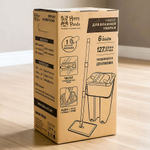 Набор для уборки "Happy Panda" (ведро с отжимом, швабра 127см, насадка из микрофибры), HP-MB08BG, бе