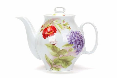 Чайник фарф завар 1000мл Белый Лебедь цветение с3534(1,10)