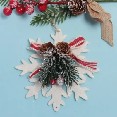 Подвеска елочная БЛЕСК «Снежинка зимняя» 12 см, Белый