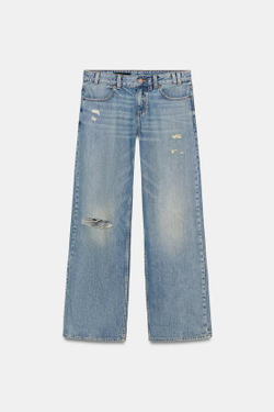 ZARA ДЖИНСЫ Z1975 STRAIGHT С НИЗКОЙ ПОСАДКОЙ И РАЗРЕЗАМИ, ИНДИГО