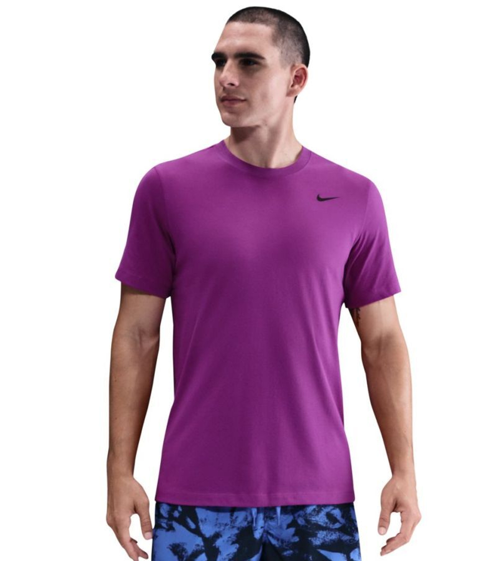 Мужская теннисная футболка Nike Solid Dri-Fit Crew - bold berry/black