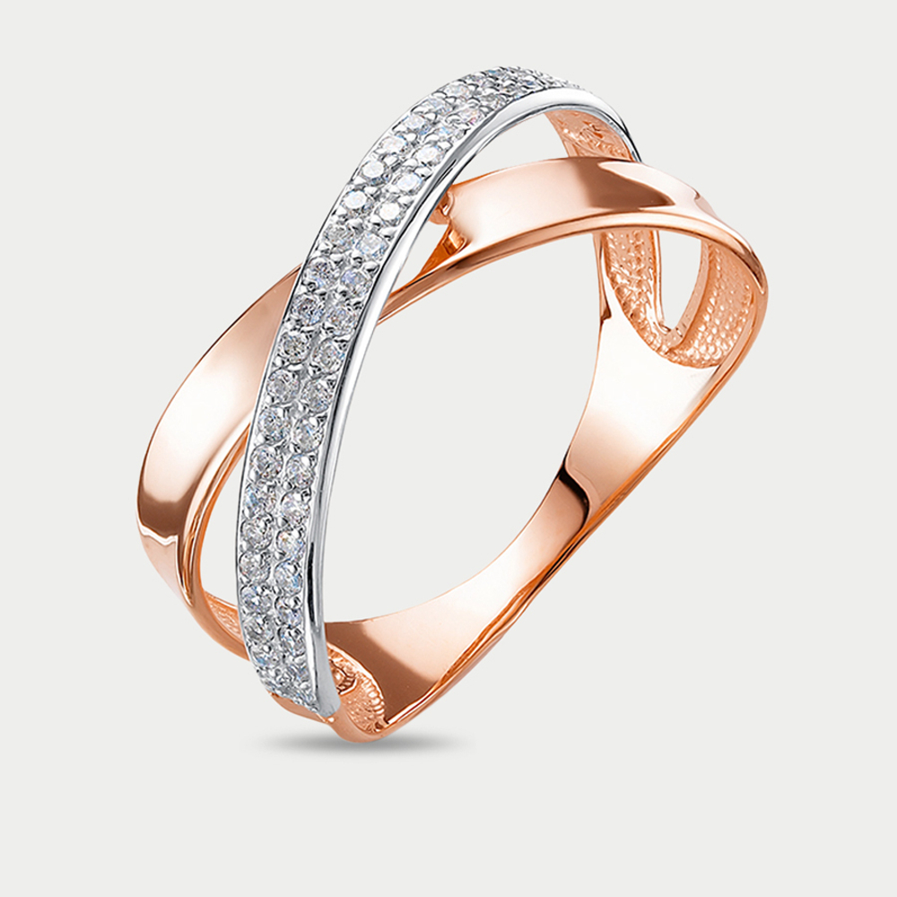 Кольцо женское из розового золота 585 пробы с фианитами (арт. 1104064)