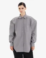 Рубашка Borozna c вышивкой ниточка серая