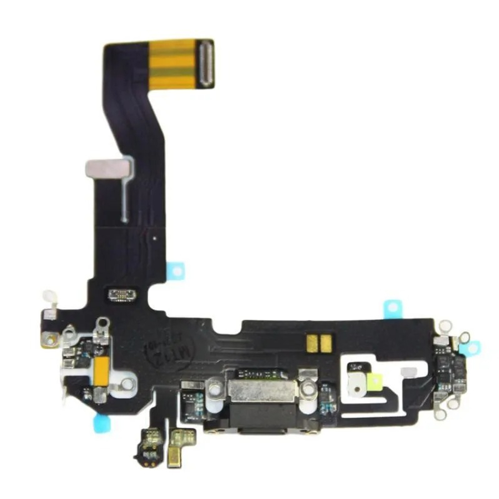 Шлейф для Apple iPhone 12/12 Pro на системный разъем/микрофон Черный - Премиум