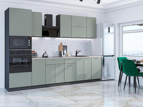 Прямая модульная кухня Квадро-01 Аквамарин - Graphite 2140*3000*600