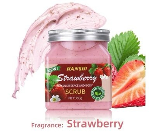 СКРАБ ДЛЯ ТЕЛА HANSHI, 350 ГР STRAWBERRY, ( КЛУБНИКА)