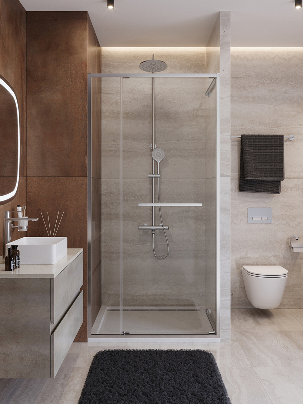 Душевая дверь Cezares LUX-B-FS-11-100-C-CR, 100х195, профиль хром, стекло прозрачное