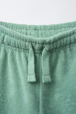 ZARA ШОРТЫ-БЕРМУДЫ ИЗ МАХРОВОЙ ТКАНИ, ЦВЕТ МОРСКОЙ ВОЛНЫ