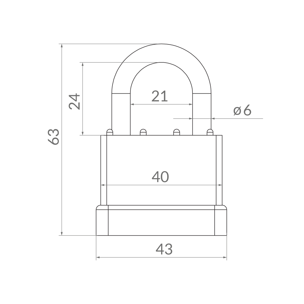 Замок навесной PK-6540 3 key англ.