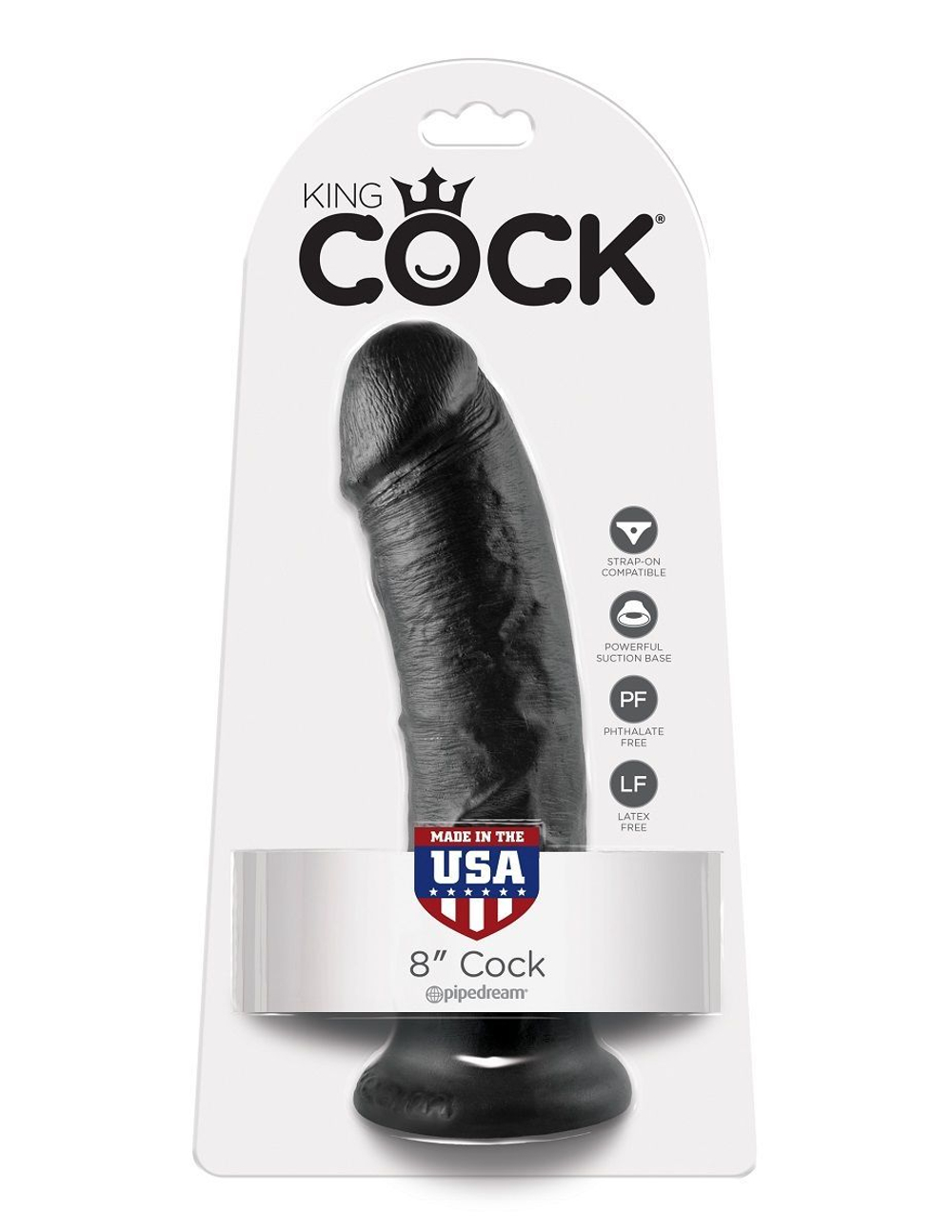 Чёрный фаллоимитатор 8" Cock - 20,3 см.