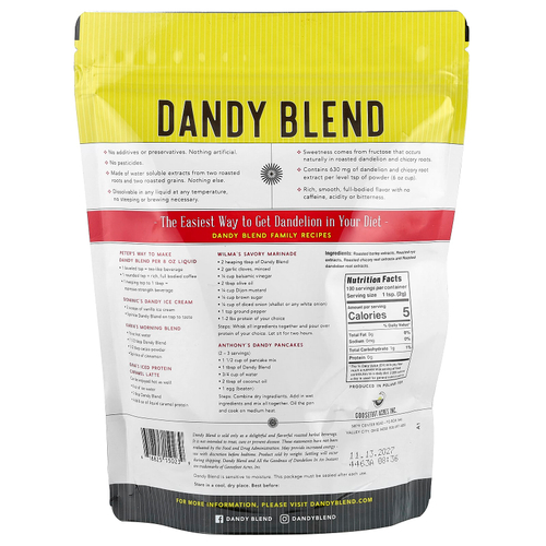 Dandy Blend, растворимый травяной напиток с одуванчиком, без кофеина, 200 г (7,05 унции)