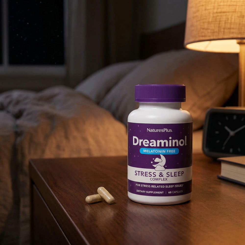NaturesPlus, Dreaminol®, комплекс для борьбы со стрессом и улучшения сна, без мелатонина, 60 капсул