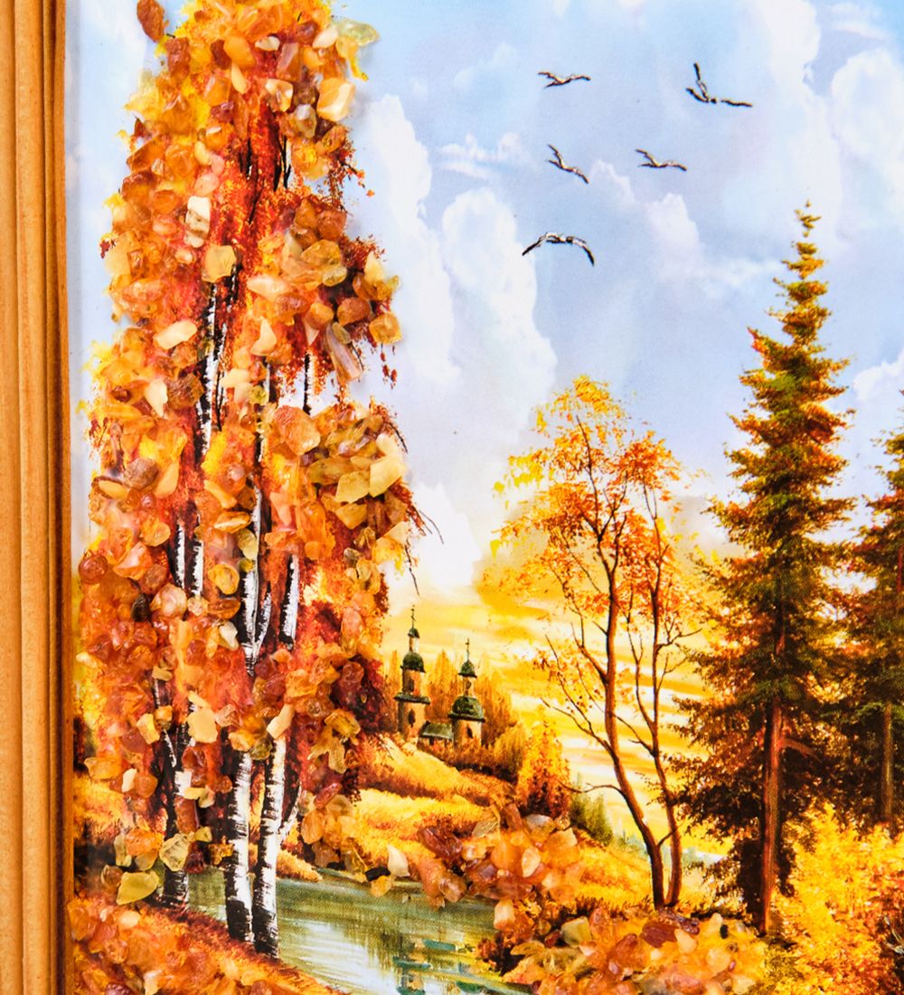 AMB-74/24 Картина «Красота природы» (с янтарной крошкой) дер.краш.рамка 12х15