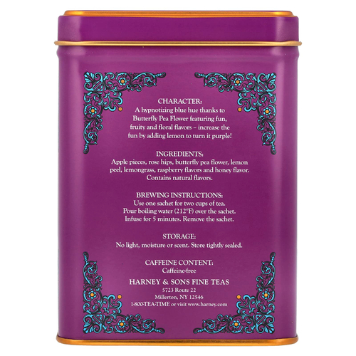 Harney & Sons, HT Tea Blends, пунш Indigo, без кофеина, 20 пакетиков, 40 г (1,4 унции)