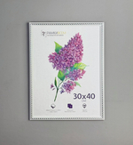 Фоторамка 30х40 см, белая, орнамент серебро, арт. 3040.707235