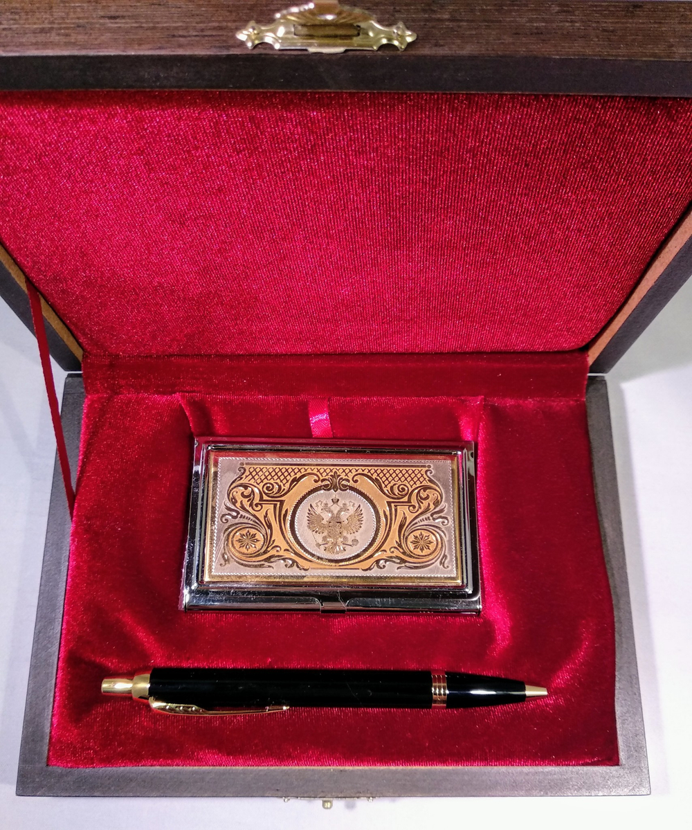 Набор "Гербовый" №3 визитница (Златоуст), ручка