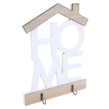 Ключница открытого типа HOME на 2 крючка, 18,5x3,5x24 см, МДФ, цвет белый