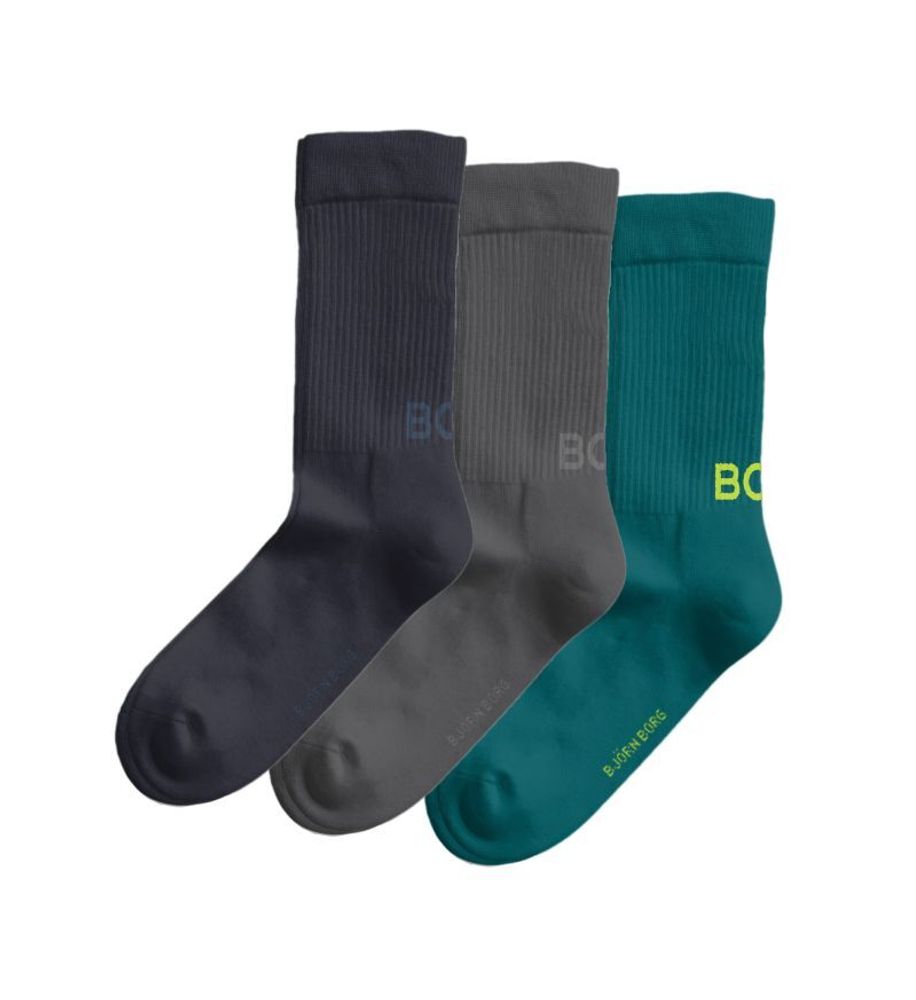 Теннисные носки Björn Borg Core Crew Polyamide 3P - black/green/navy blue