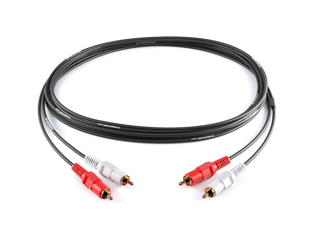 PROCAST cable 2RCA/2RCA.5 Межблочный кабель 2RCA(m)-2RCA(m), длина 5m, цвет черный