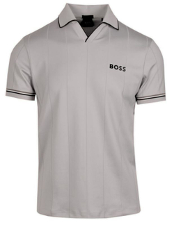 Мужское теннисное поло BOSS Palle MB 2 Active With Four-Way Stretch - серый