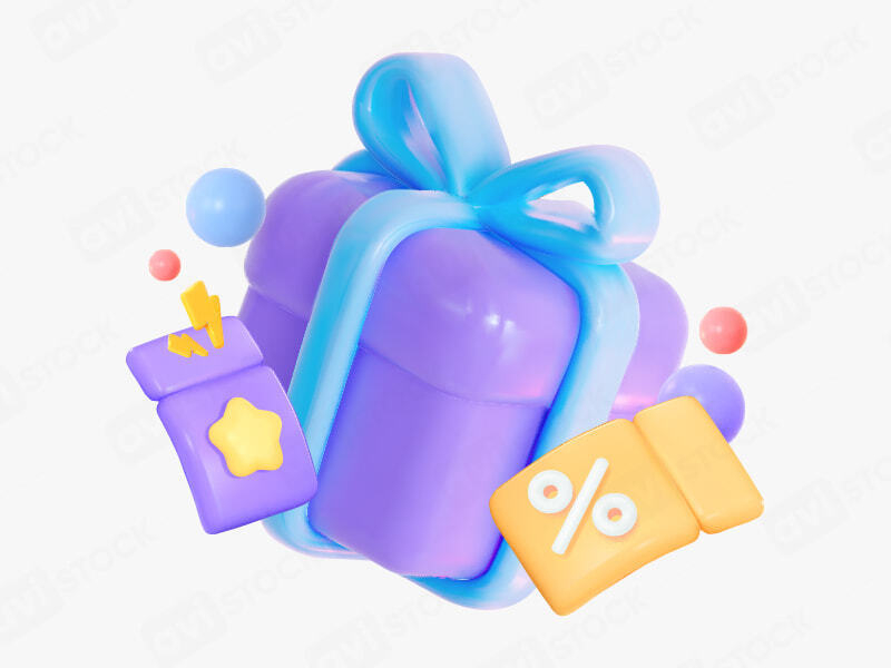 Фиолетовый подарок с купонами