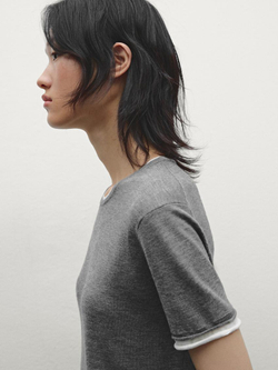 Massimo Dutti Трикотажная футболка с двухслойным эффектом, серый