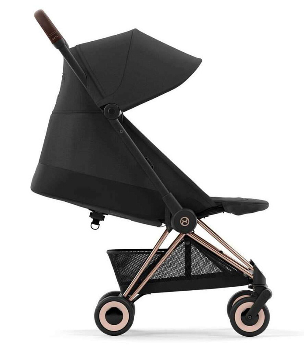 Прогулочная коляска Cybex Coya Sepia Black с дождевиком и бампером/Rosegold