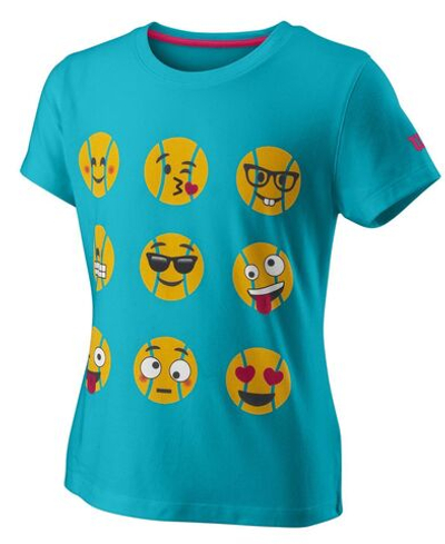 Футболка для девочки теннисная Wilson Emoti-Fun Tech Tee G - scuba blue