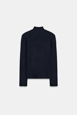 ZARA ТРИКОТАЖНЫЙ ТОП С ОТКРЫТОЙ СПИНОЙ, МОРСКОЙ СИНИЙ