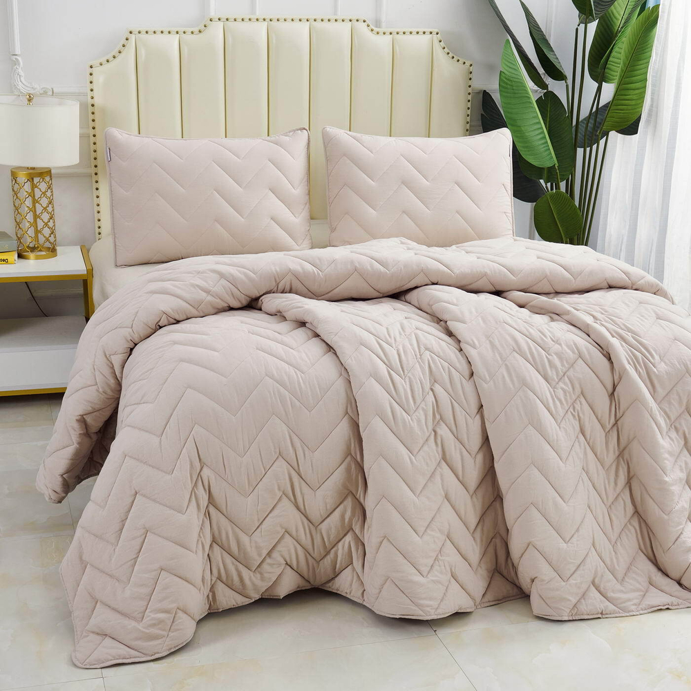 Покрывало 230х250 и 2 наволочки 50х70 Sofi De MarkO Робби бежевое