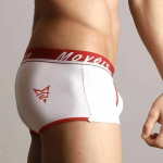 Белые трусы-хипсы с красной резинкой и надписью Movere (Размер: XL) (Цвет: белый с красным)
