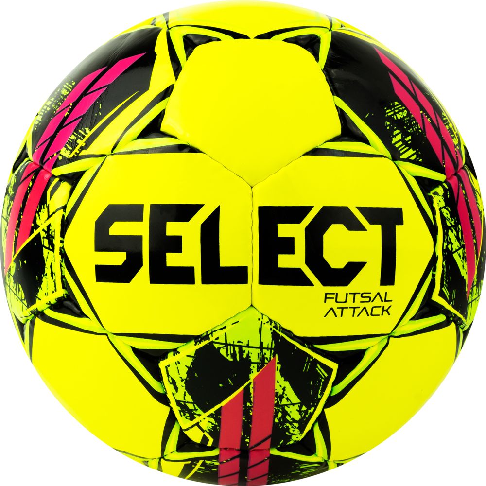 Мяч футзал. SELECT Futsal Attack V22, 1073460559, р.4, 32п, ПУ, руч.сш, желто-зелено-розовый