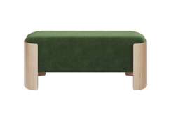 Банкетка Lagom 100 см (зелено-голубой FiberGuard, натуральный дуб)