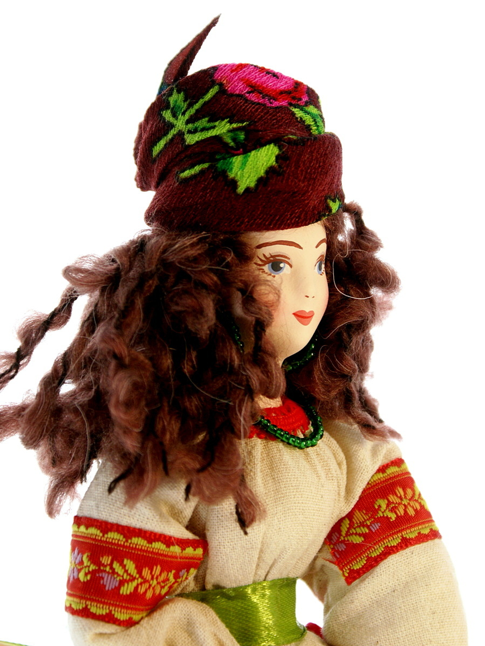 Кукла коллекционная молодая Баба Яга на ступе с помелом.