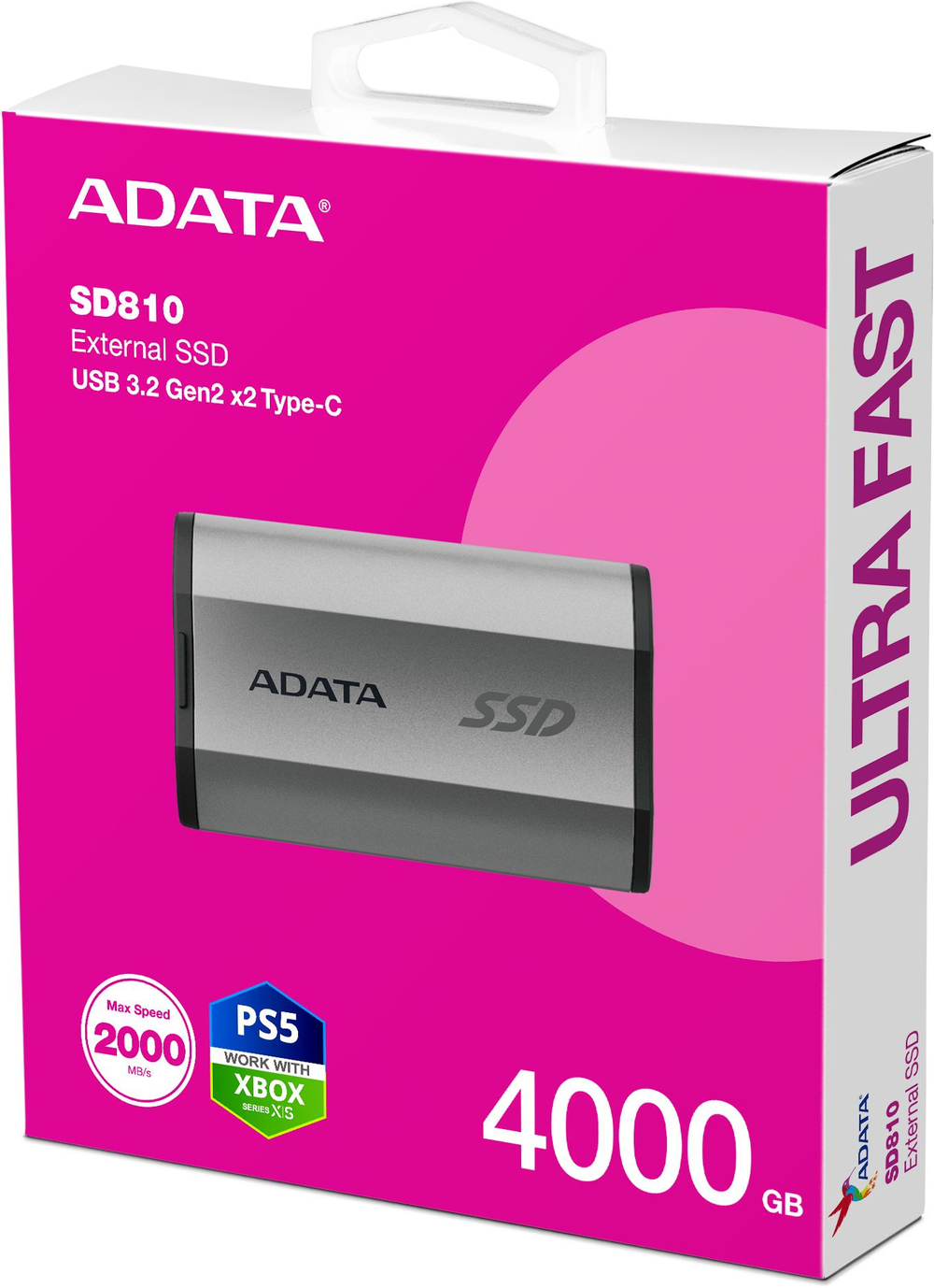 Внешний SSD USB 3.2 Gen 2 Type-C ADATA SD810-4000G-CSG