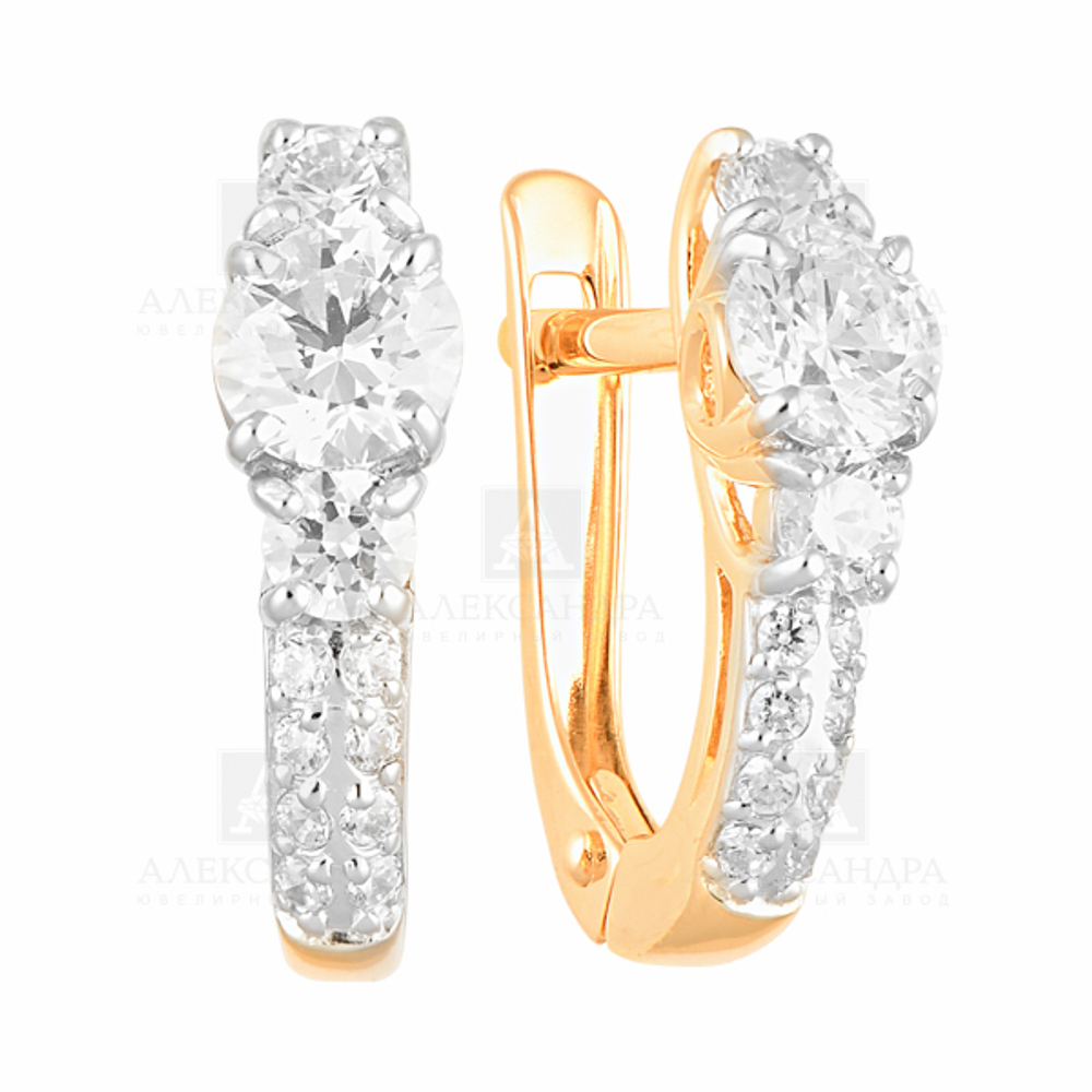 Серьги из золота 585 пробы с Фианит