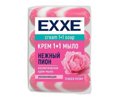 EXXE Крем-мыло 1+1 "Нежный пион" 4шт*90г (РОЗОВОЕ полосатое) ЭКОПАК