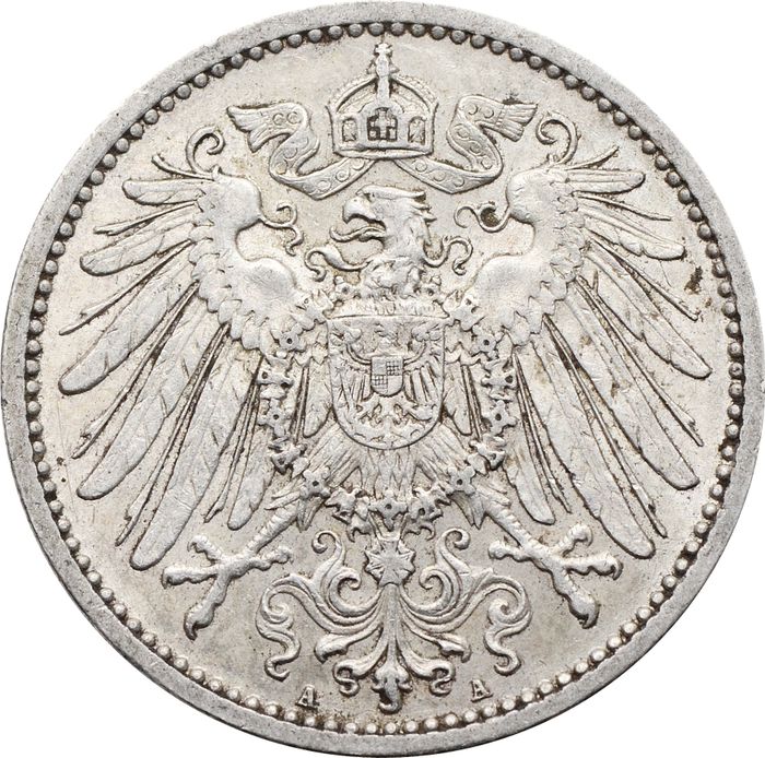 1 марка 1907 Германская Империя "A" XF